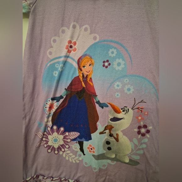 Purple Frozen Nightgown with Anna and Olaf Pajama Dress Size 9-10. - Picture 5 of 5